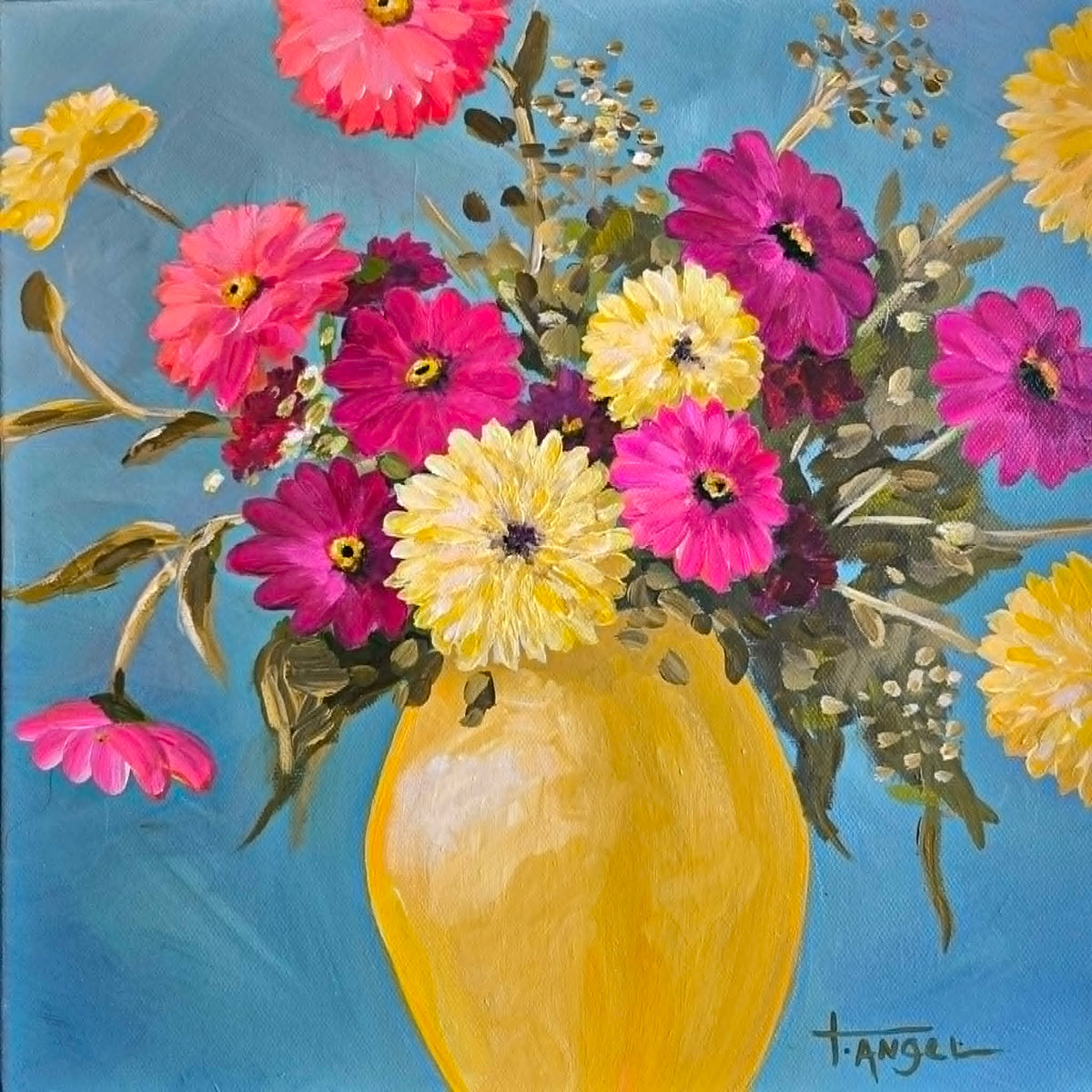 Spring Bulb Artist Burst of Springtime | Original Painting 12x12x1.25
